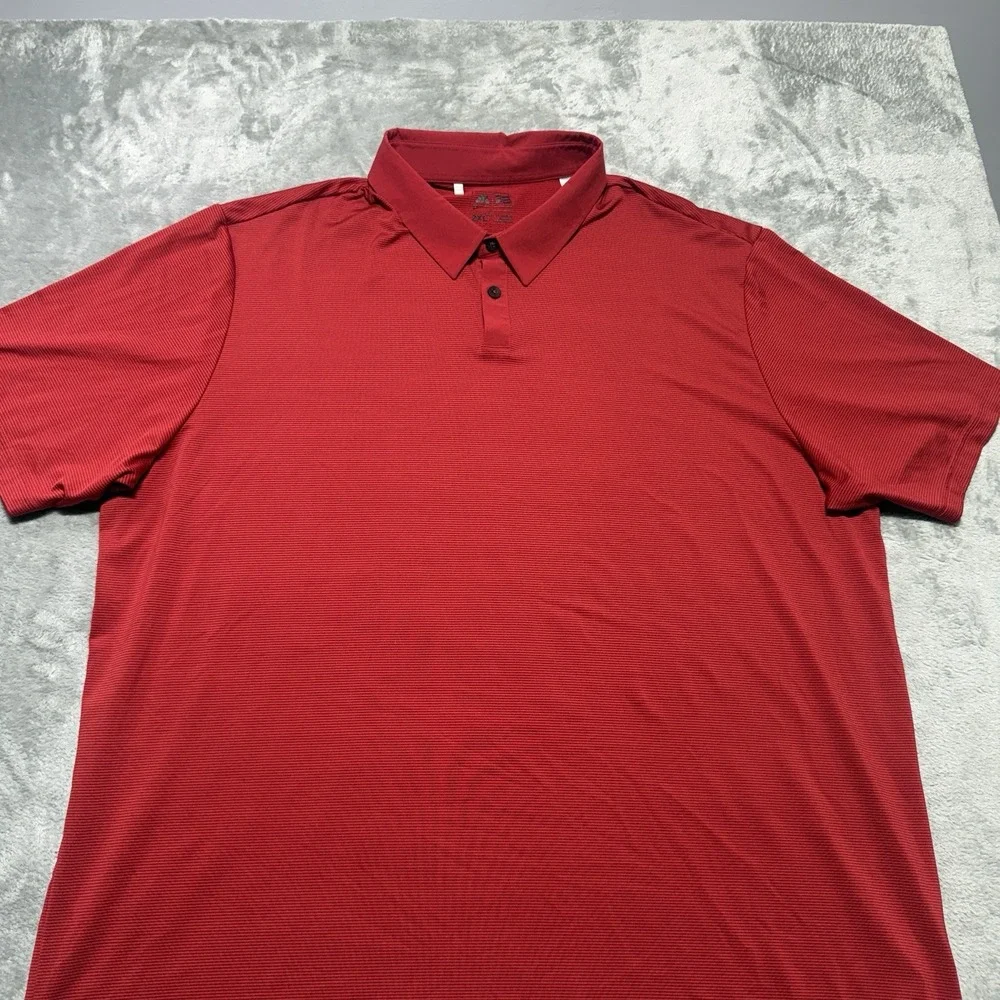 Adidas‎ Golf Polo Shirt Men's 2XL Red Striped Short Sleeve Activewear